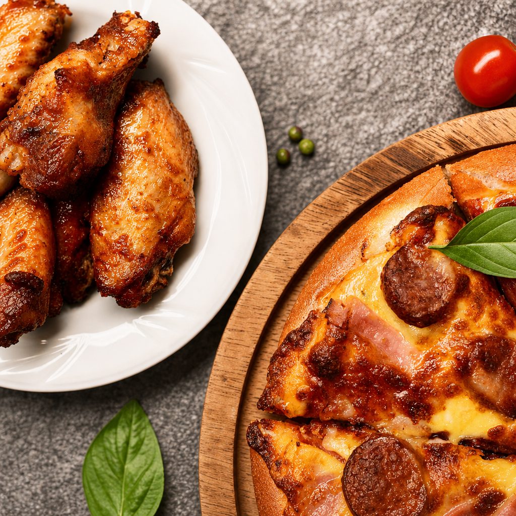 Pizza & Wings Combo: Large Cheese Pizza & 10 Wings.
