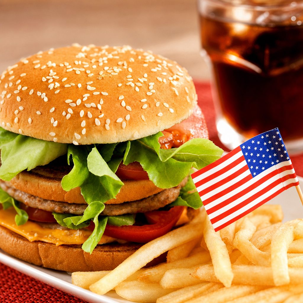 Burger Platter with Drink.